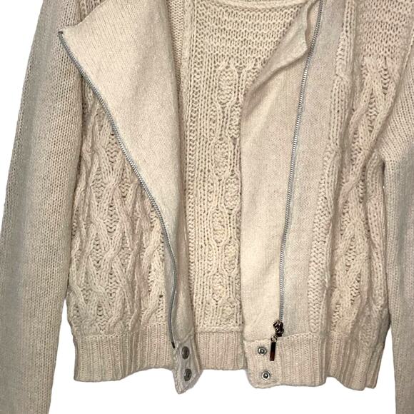 Aran Crafts NWT Cable Knit Irish Wool Sweater Cardigan Asymmetrical Zip Front M - Picture 16 of 16
